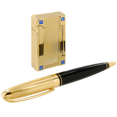 Набор подарочный "Caseti" Ручка шариковая, зажигалка, цвет: черный, золотистый ca13241-1 см Производитель: Франция Артикул: CA13241-1 инфо 454b.