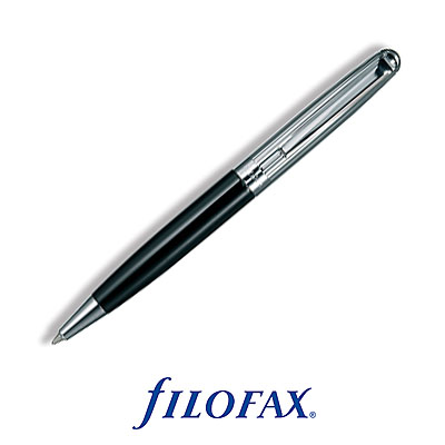 Шариковая ручка Filofax "Classic" Цвет: черный с серебром Размер: Mini 3,8 см х 2 см инфо 1125b.