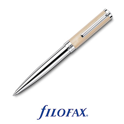 Шариковая ручка Filofax "Fashion" Цвет: серебряный с карамельным Размер: Mini 3,8 см х 2 см инфо 1126b.