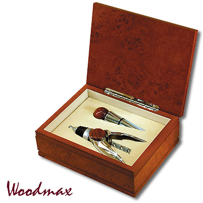 Винный набор (2 предмета), светло-коричневый Винные аксессуары Woodmax 2007 г инфо 5399b.