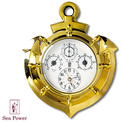 Часы-якорь с гигрометром, барометром и термометром Часы настенные, настольные Sea Power 2010 г ; Упаковка: коробка инфо 5526b.