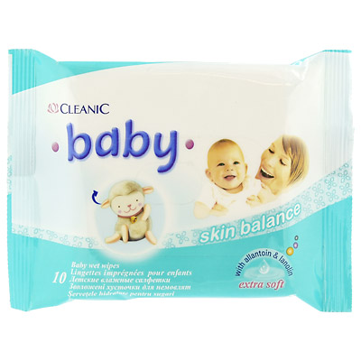 Влажные салфетки для детей "Cleanic baby", 10 шт сертифицирован Состав 10 влажных салфеток инфо 13805b.