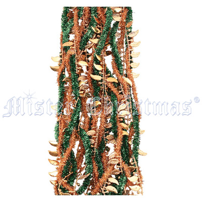 Листья Бусы на елку, цвет: золотой/ зеленый, 2,7 м Новогодняя продукция Mister Christmas 2008 г инфо 7668c.