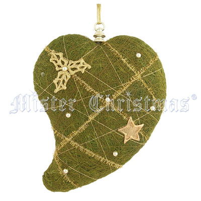 Сердечко, цвет: зеленый, 20 см Mister Christmas 2008 г ; Упаковка: пакет инфо 8332d.