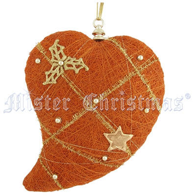 Сердечко, цвет: оранжевый, 15 см Mister Christmas 2008 г ; Упаковка: пакет инфо 8419d.