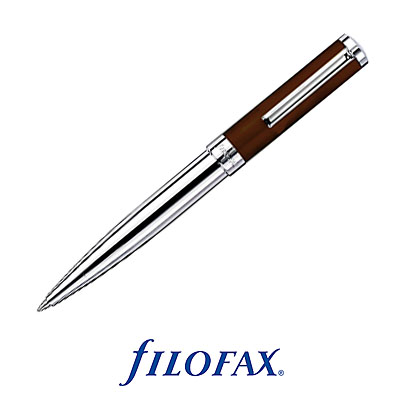 Шариковая ручка Filofax "Fashion" Цвет: серебряный с коричневым Размер: Mini 3,8 см х 2 см инфо 5862e.
